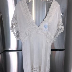 White Cover Up Crochet - Blue Island Swim New